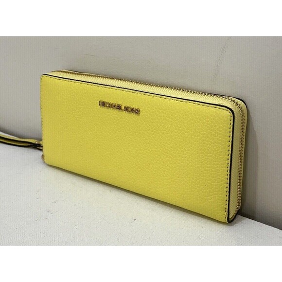 New Michael Kors Jet Set Large Travel Continental wallet Leather Sunshine - Picture 2 of 5